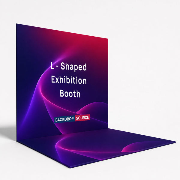 Stand de exposición en forma de L con impresión personalizada