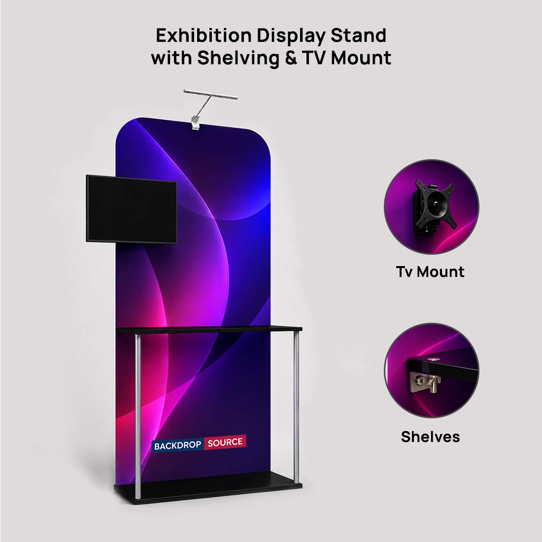 Exhibition Display Stand with Shelving & TV Mount