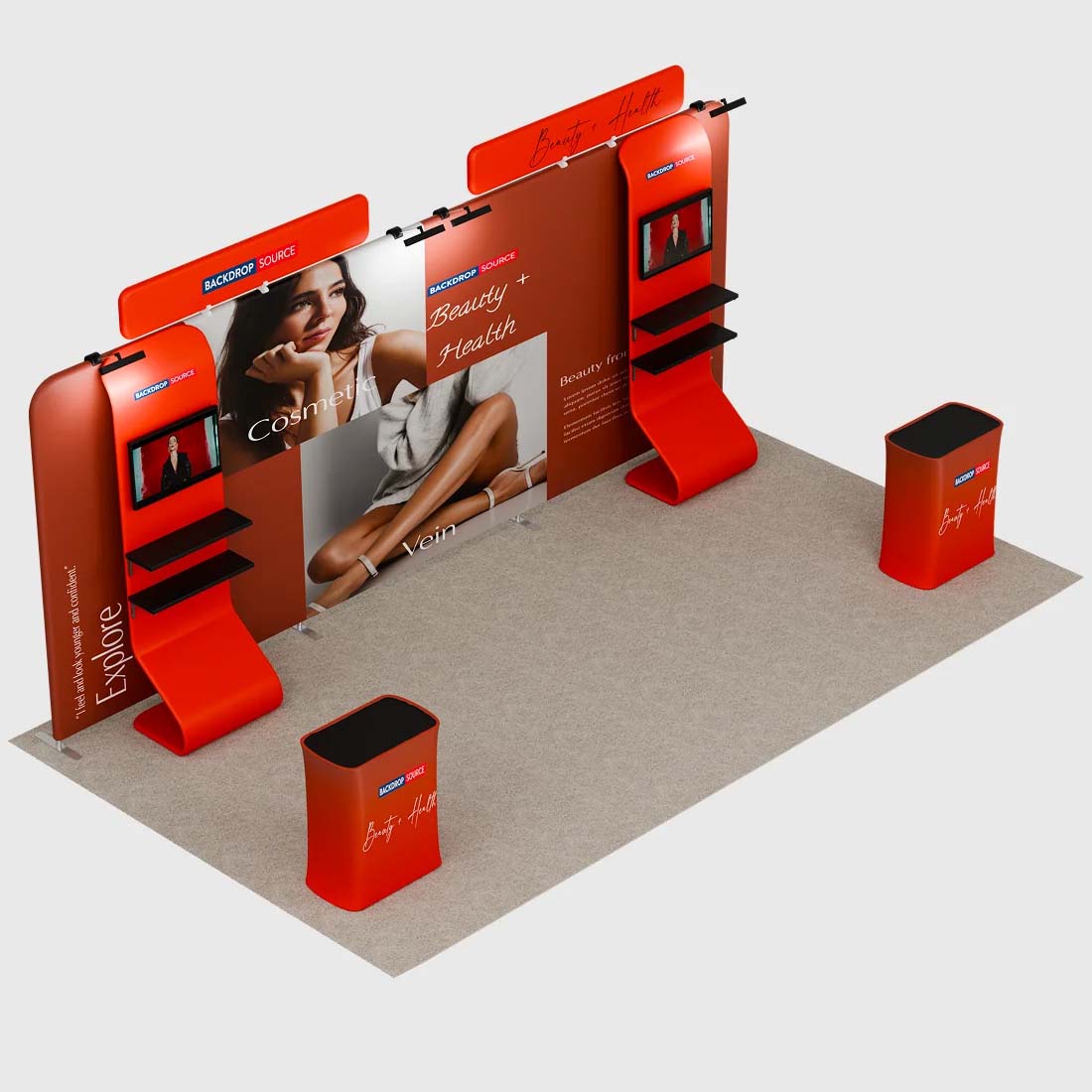 Kit de exhibición de fondo recto de 20 x 10 con arco