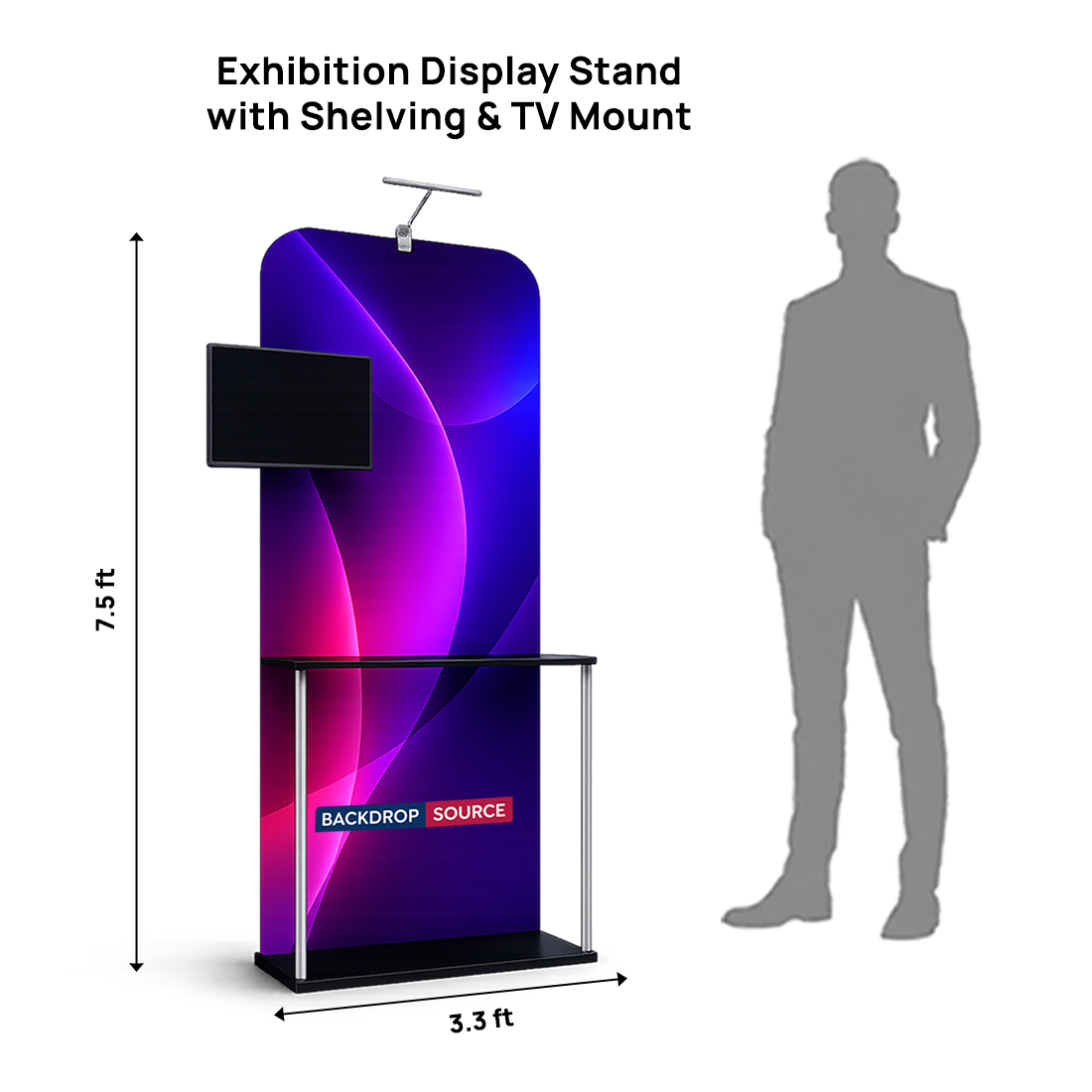 Exhibition Display Stand with Shelving & TV Mount