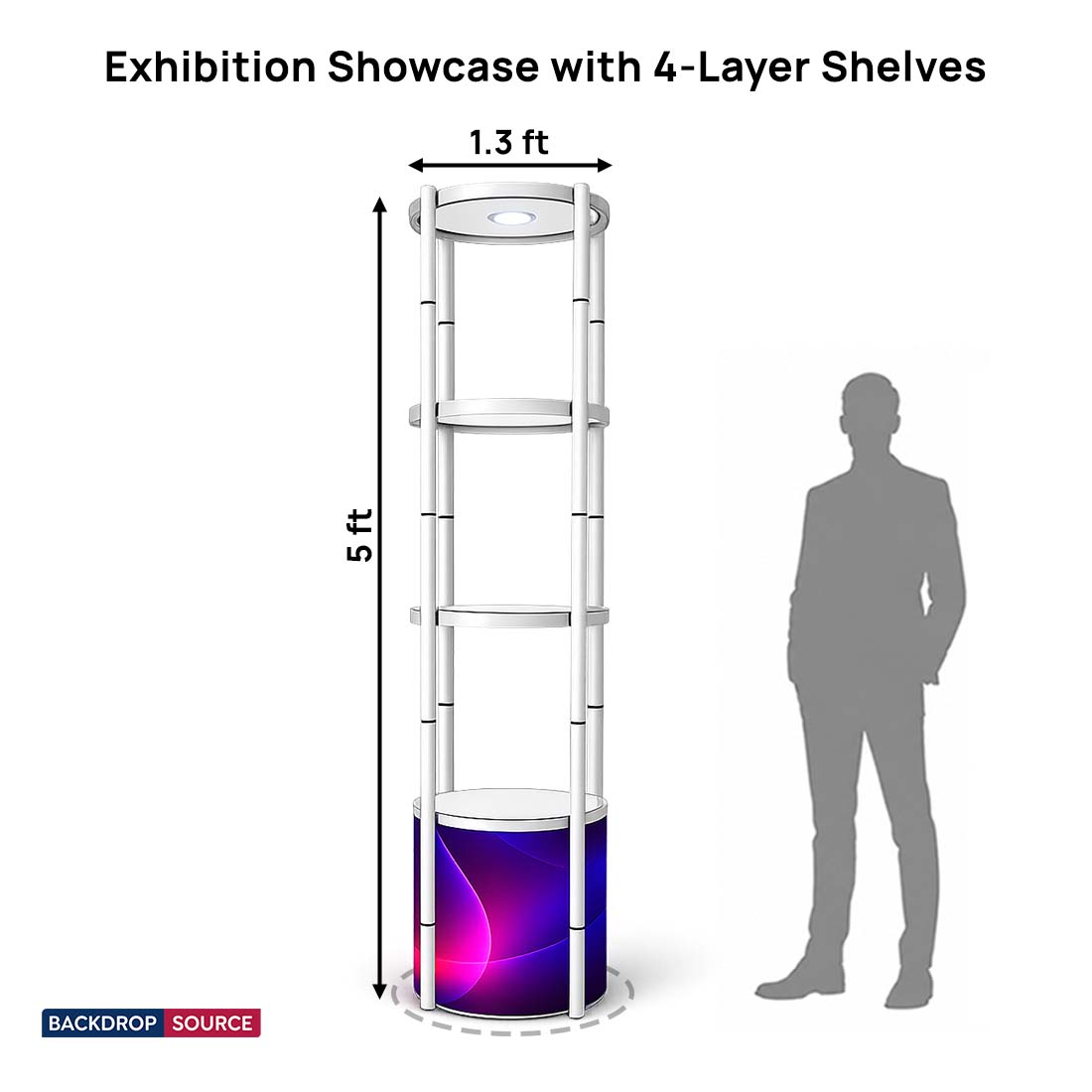Exhibition Display Showcase with 4-Layer Shelves