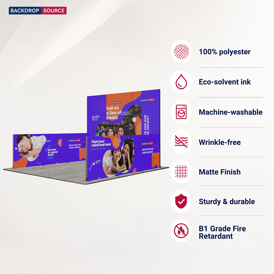Exhibidor modular de luz SEG de 10 pies para ferias comerciales - Modelo 1