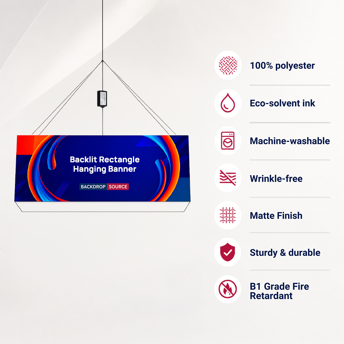Banner colgante rectangular retroiluminado