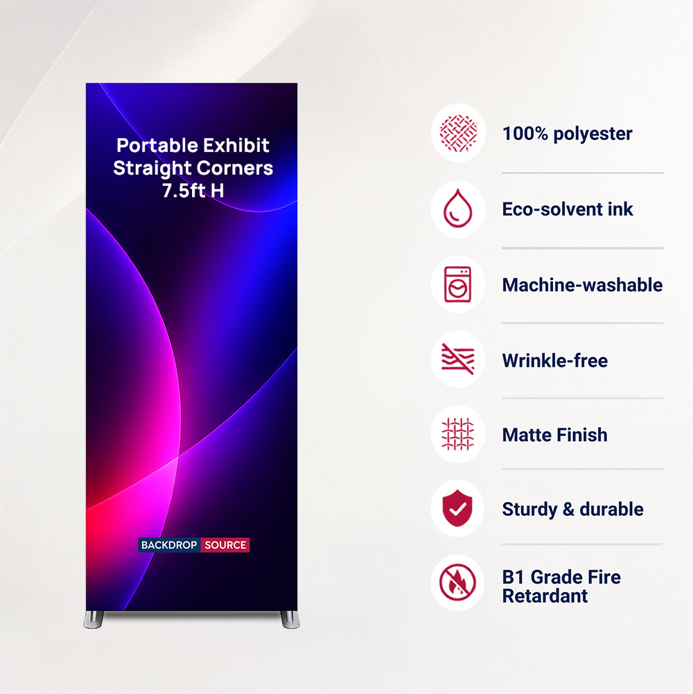 Portable Straight-Corner Fabric Exhibit Display