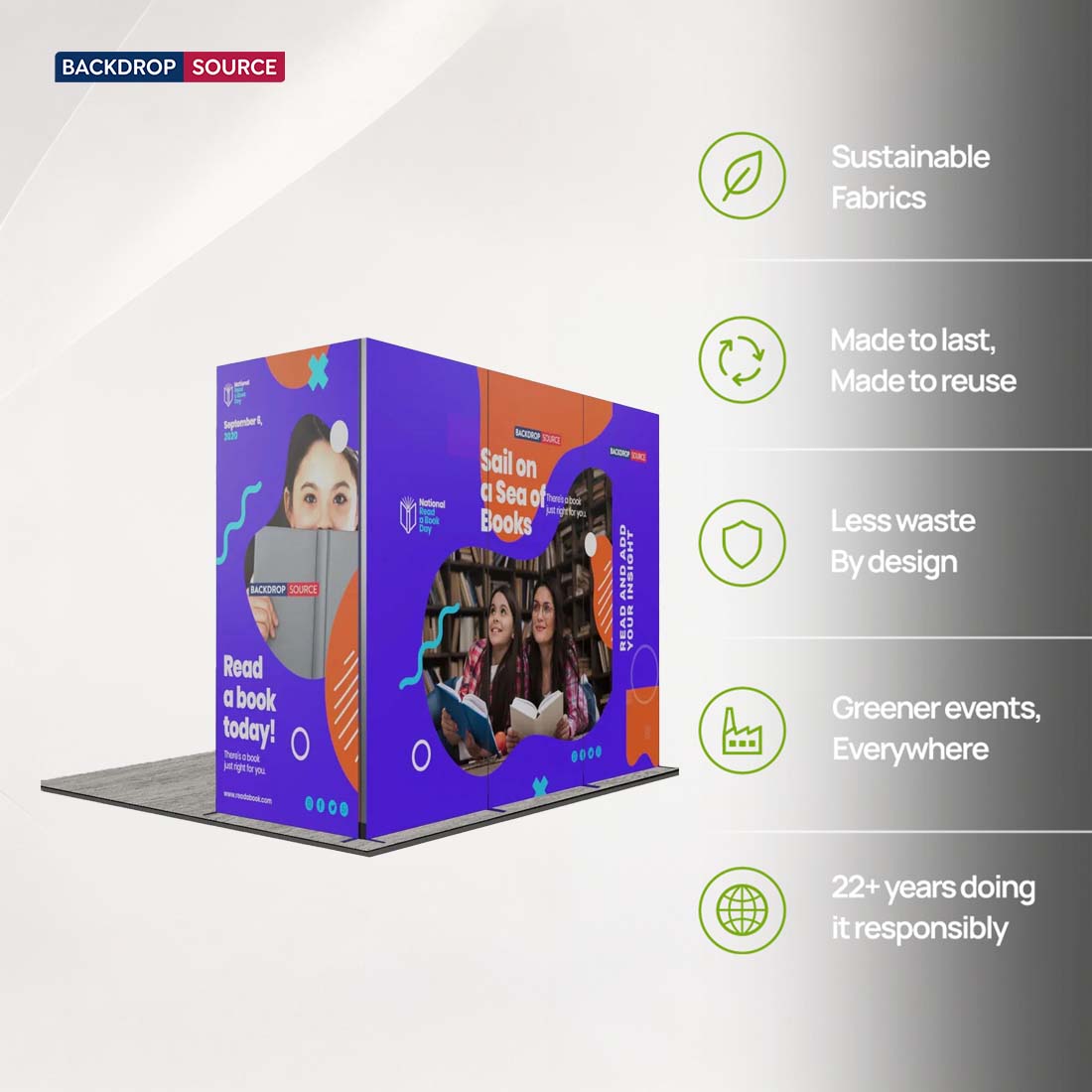 Exhibidor modular de luz SEG de 10 pies para ferias comerciales - Modelo 1