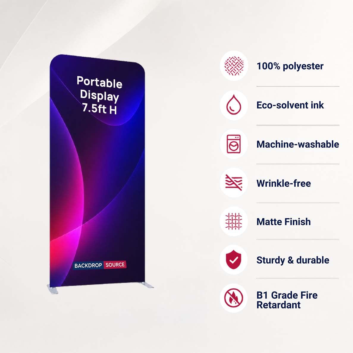 Portable 7.5ft High Fabric Exhibit Display