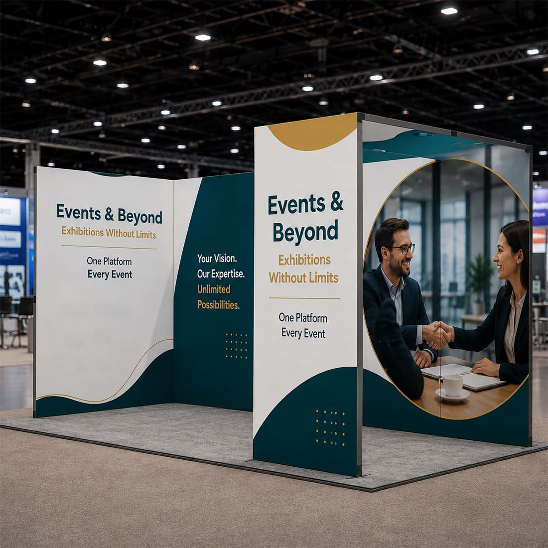 20ft Folding SEG Booth Kit with Arch & Corner Sidewall