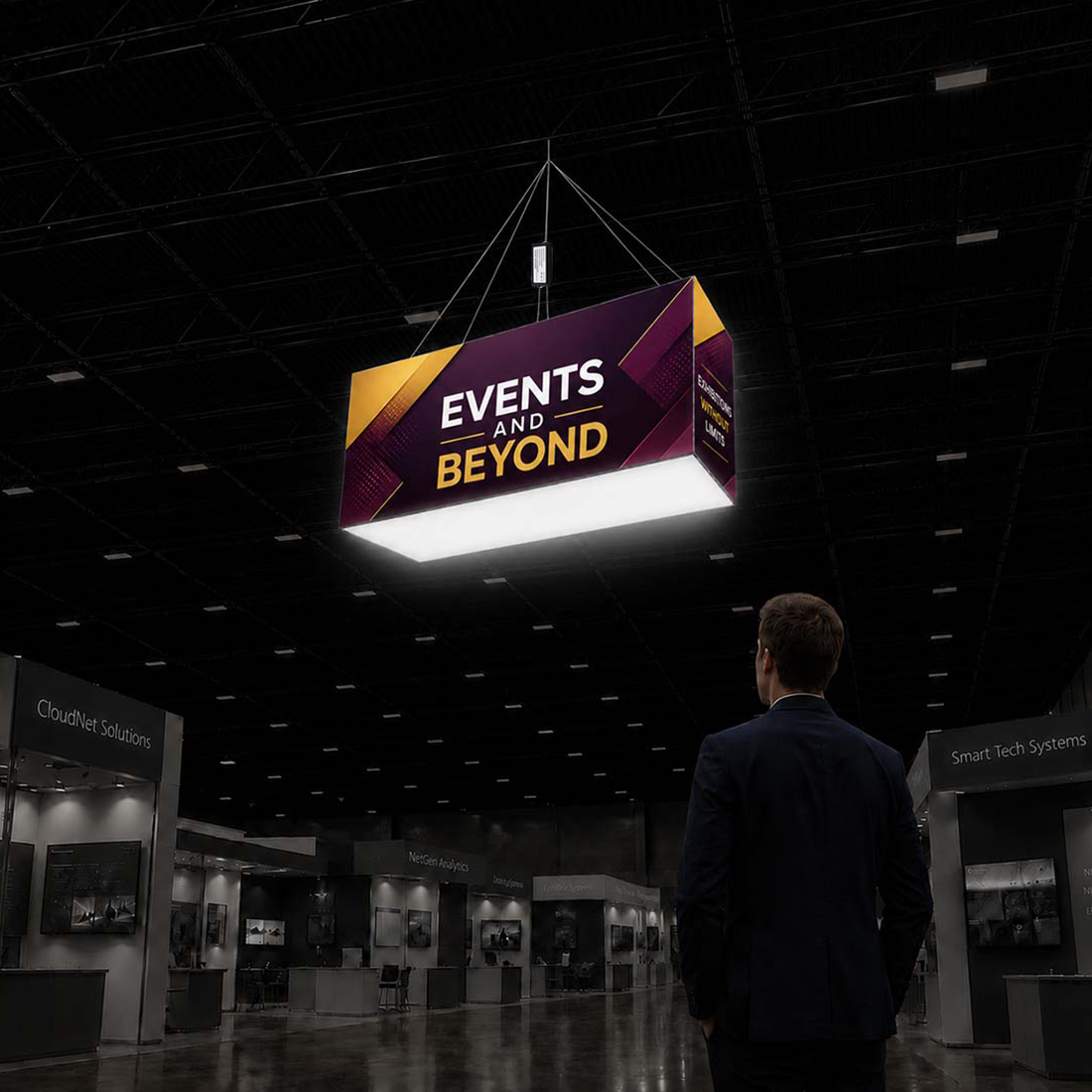 Backlit Rectangle Fabric Hanging Banner