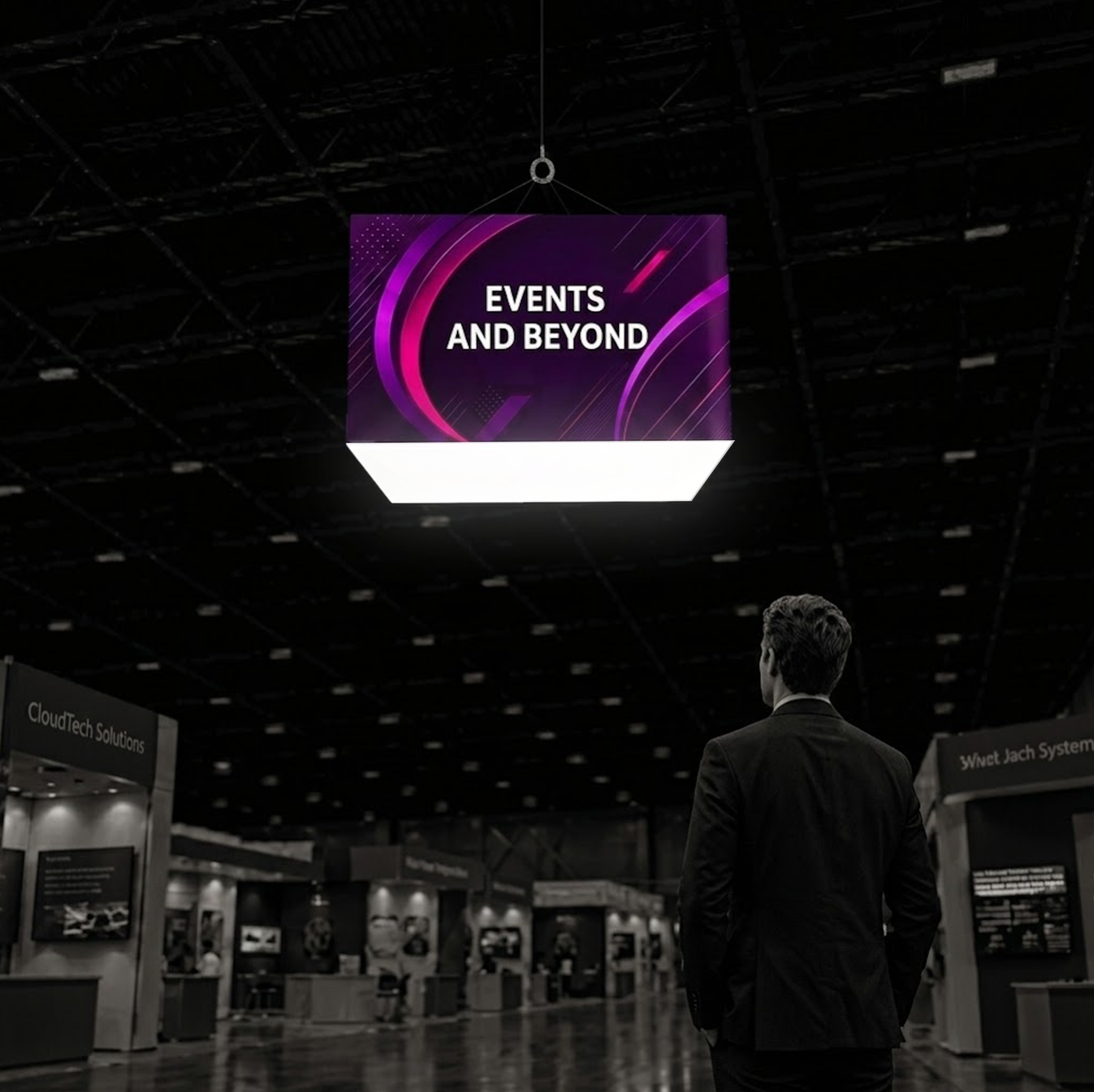Backlit Cubic Fabric Hanging Banner
