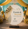 Impresión de diseño personalizado en soporte de marco redondo para fiestas, eventos y bodas