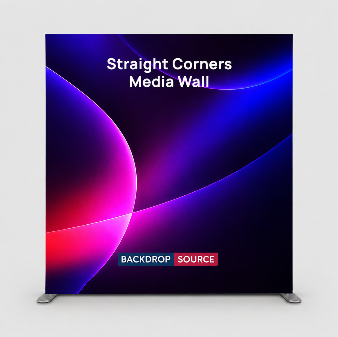 Portable Straight Fabric Media Wall - Square Corners
