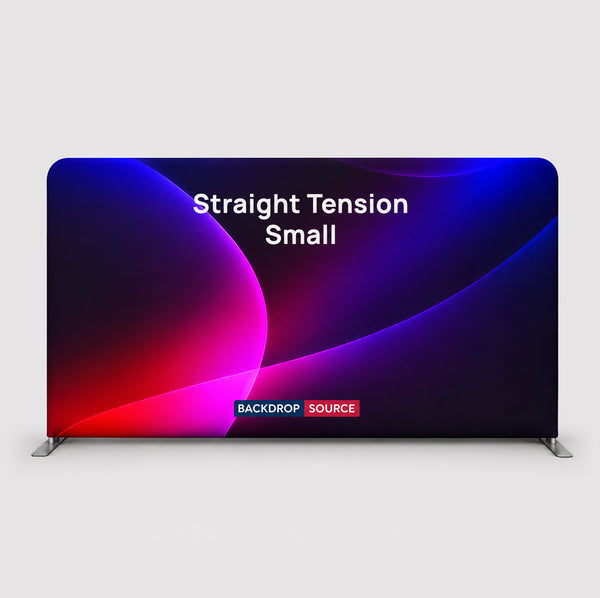 Fondo de pared multimedia con tela tensada recta de 10' de ancho x 3' de alto