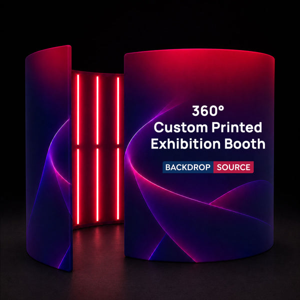 360° Custom Printed Fabric Exhibition Booth with LED Lights