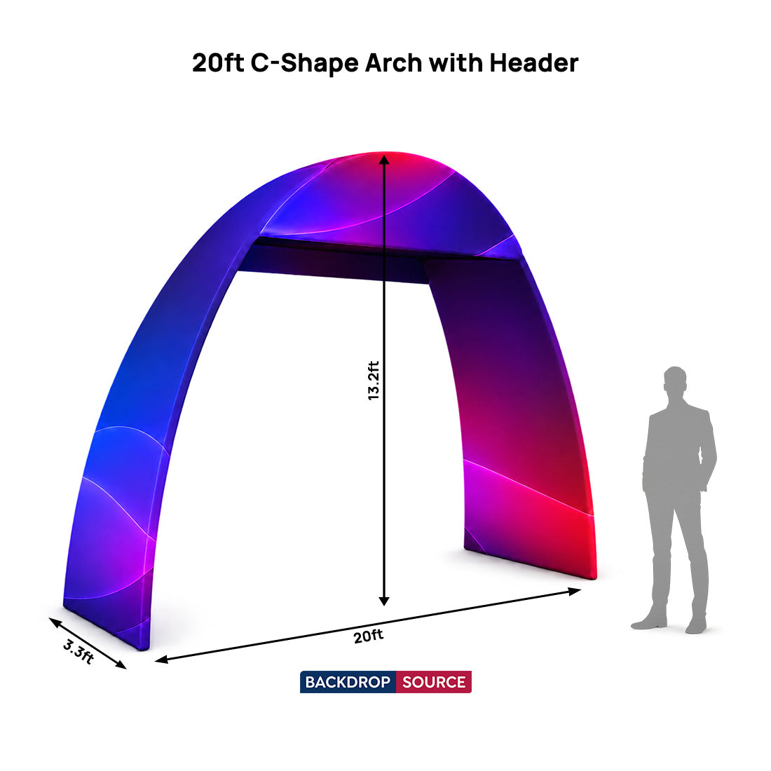 Arco de tela tensada en forma de C - 20 pies