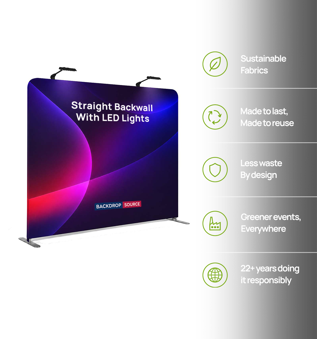 Premium Straight Fabric Wall with LED Spotlights