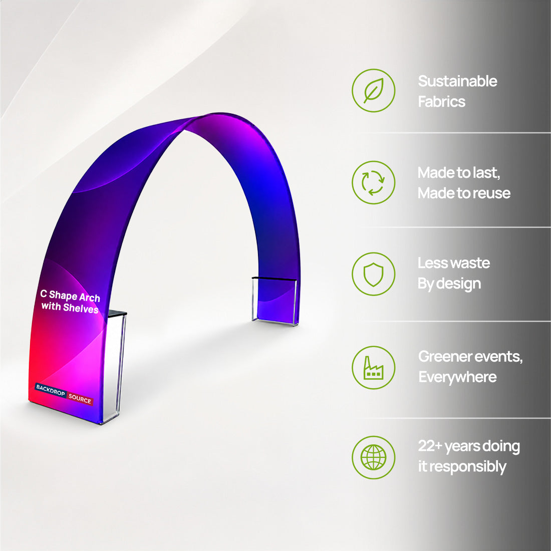 Arco en forma de C con estantes