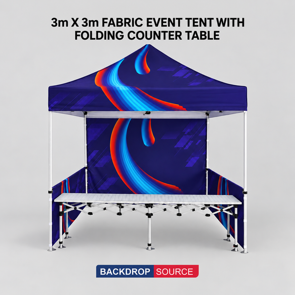 10ft x 10ft Fabric Event Tent with Folding Counter Table