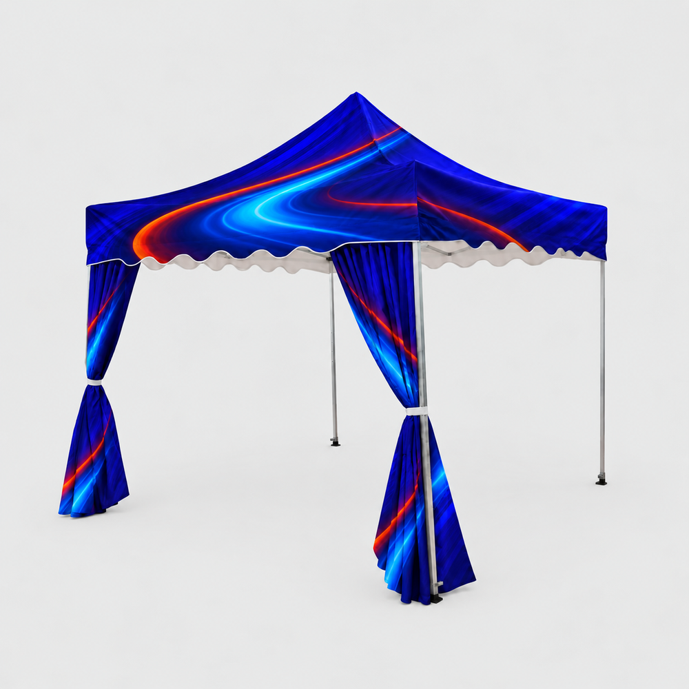10x10 Tent With Scalloped Valances And Curtains
