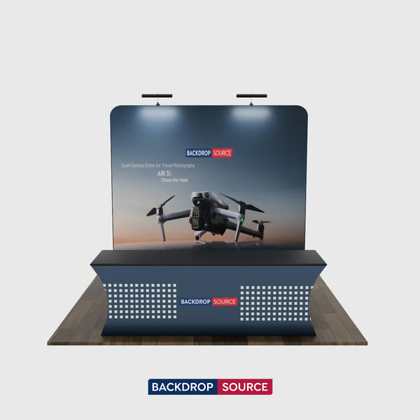 Compact 10x10 Booth Kit with Backwall and Table Cover