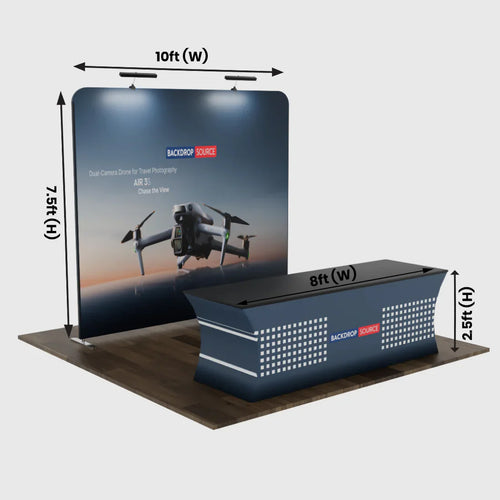 Compact 10x10 Booth Kit with Backwall and Table Cover