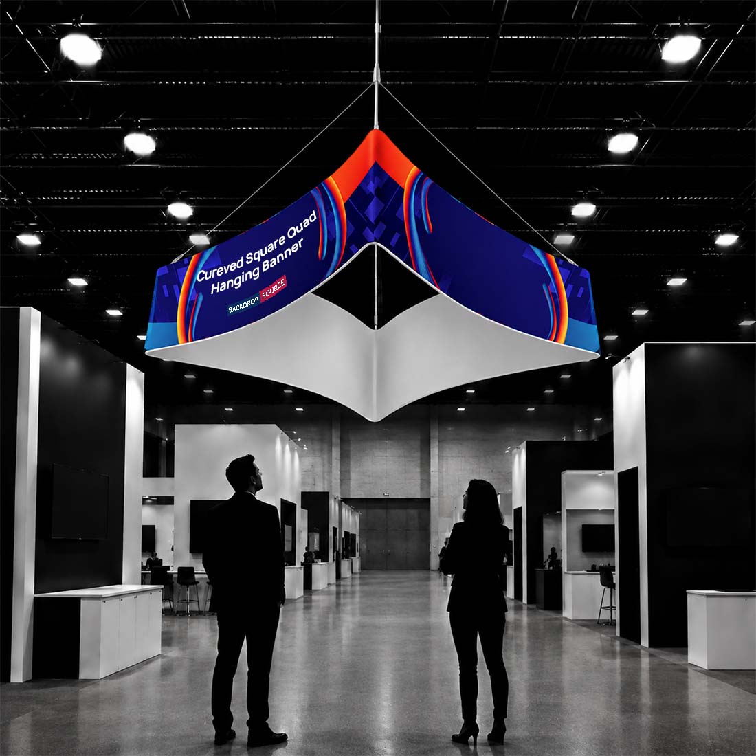 Curved Square Quad Hanging Banner