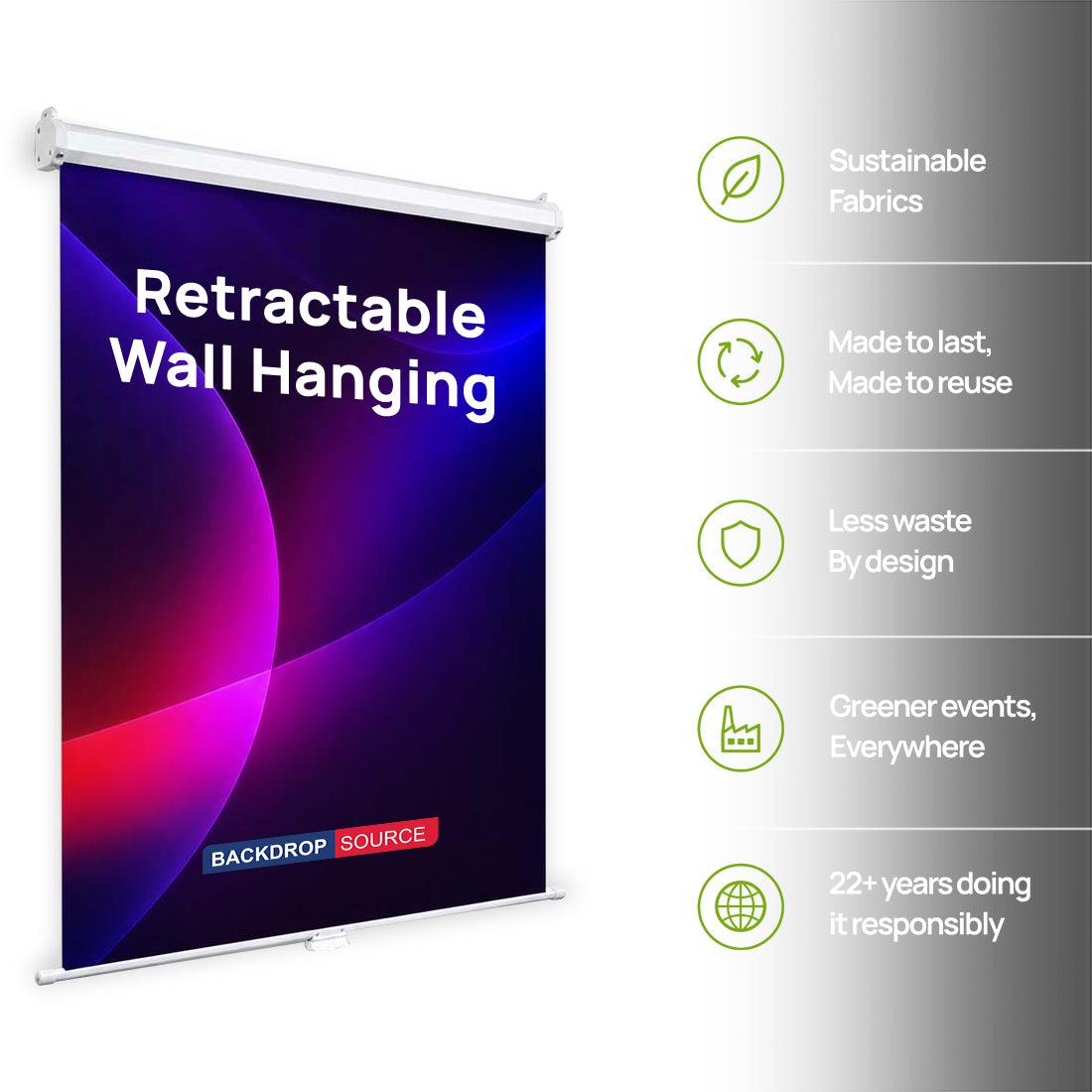 Custom Retractable Wall Hanging Backdrop with Clamps