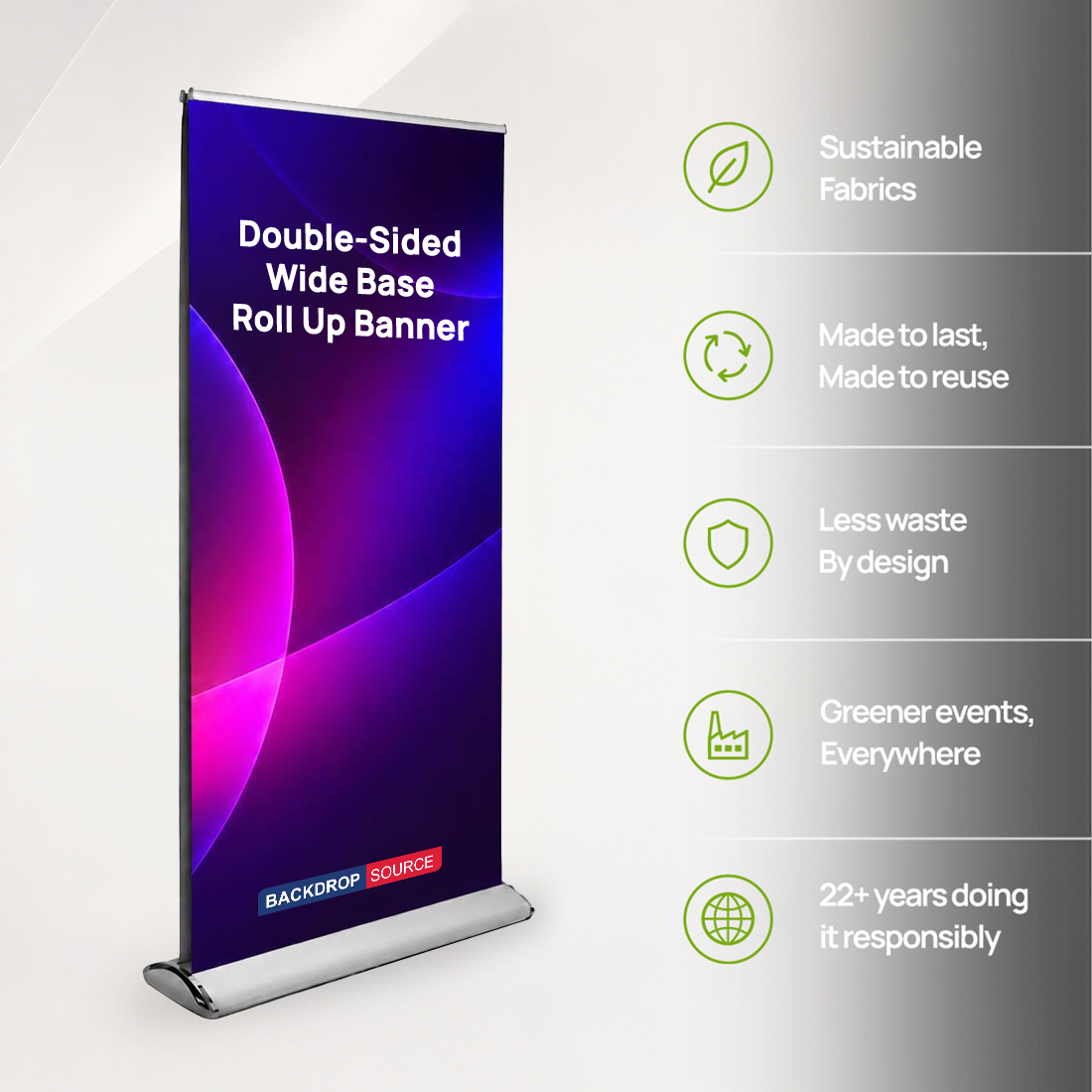 Double-sided wide base Roll Up Banner