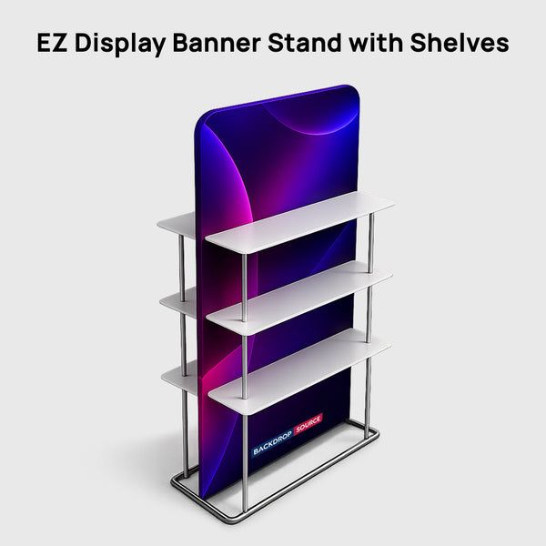 Expositor de pancartas EZ Display con estantes