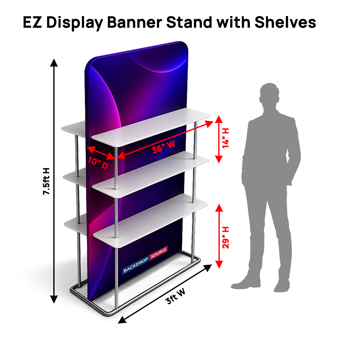 EZ Display Banner Stand with Shelves