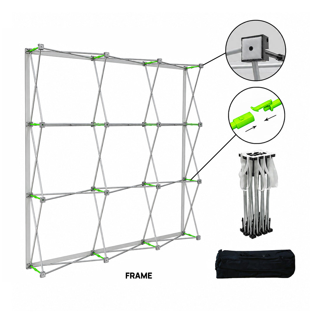 Fabric Popup Straight Backwall Kit with Clamping Lights