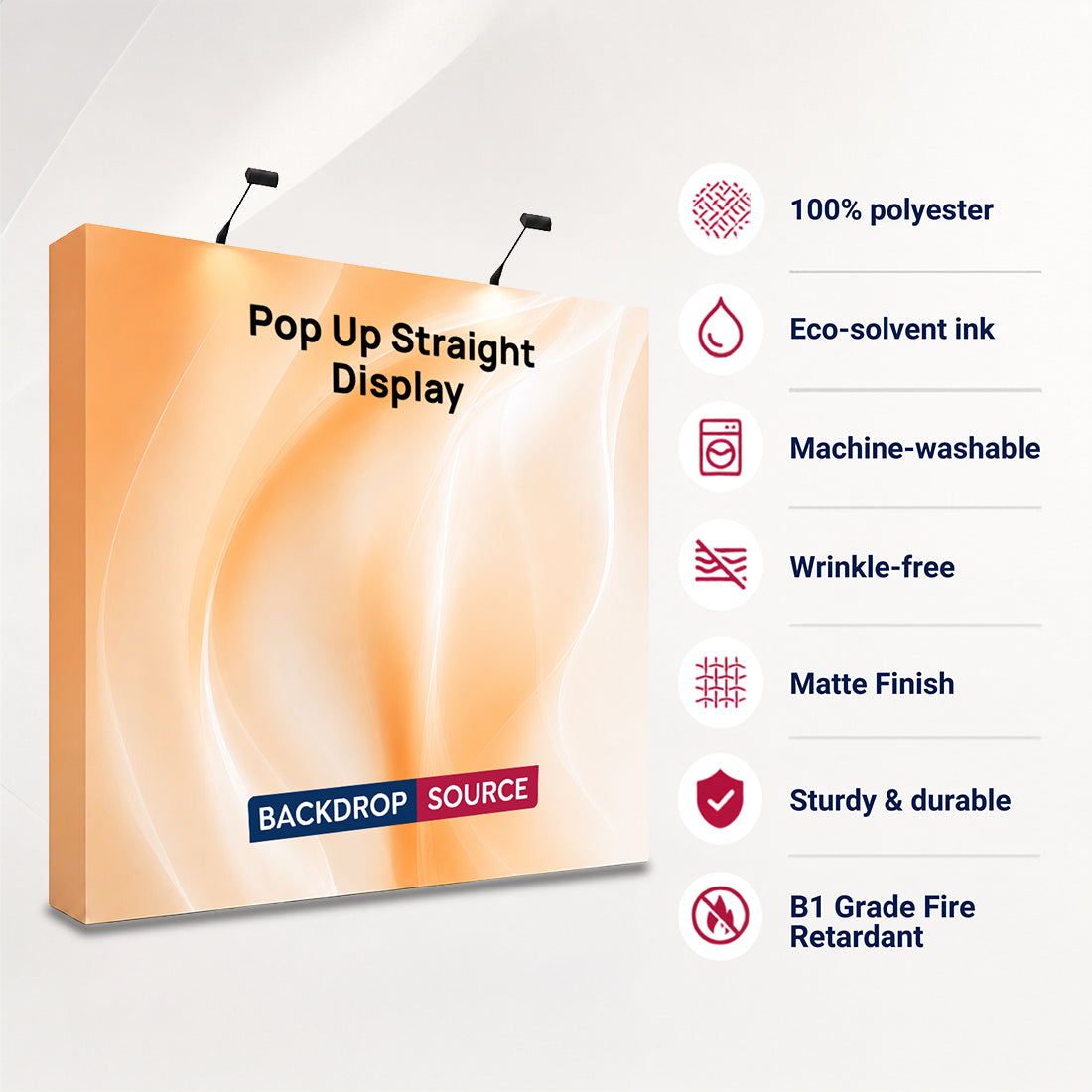 Fabric Popup Straight Backwall Kit with Clamping Lights