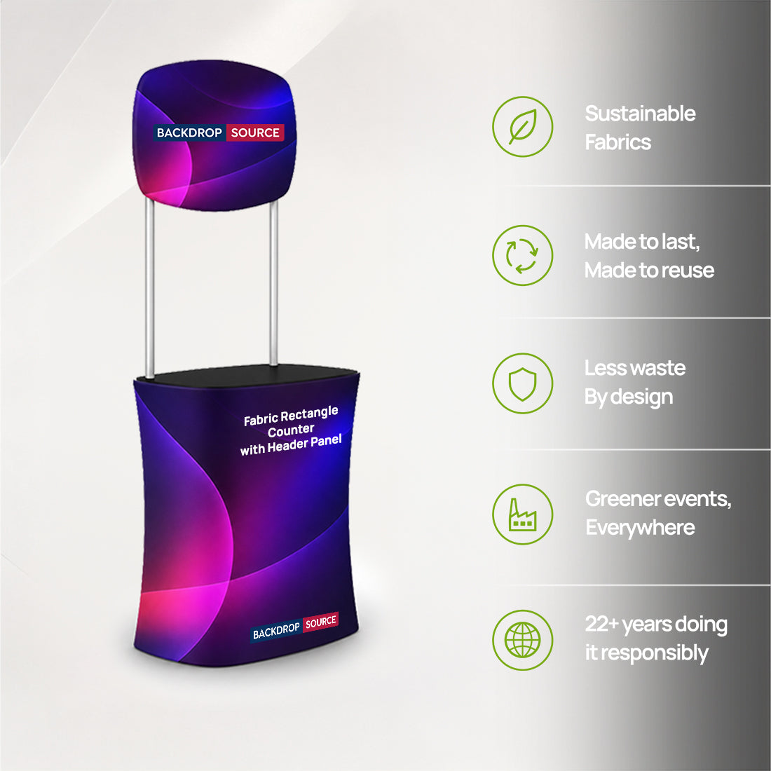Fabric Rectangle Counter with Header Panel