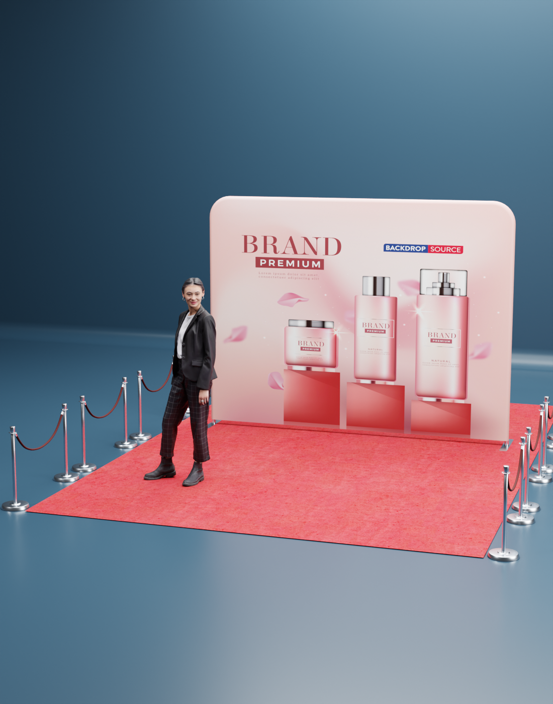 Media Backdrop With Riser Media Wall with Accessories | Custom Backdrops & Display Solutions USA ...