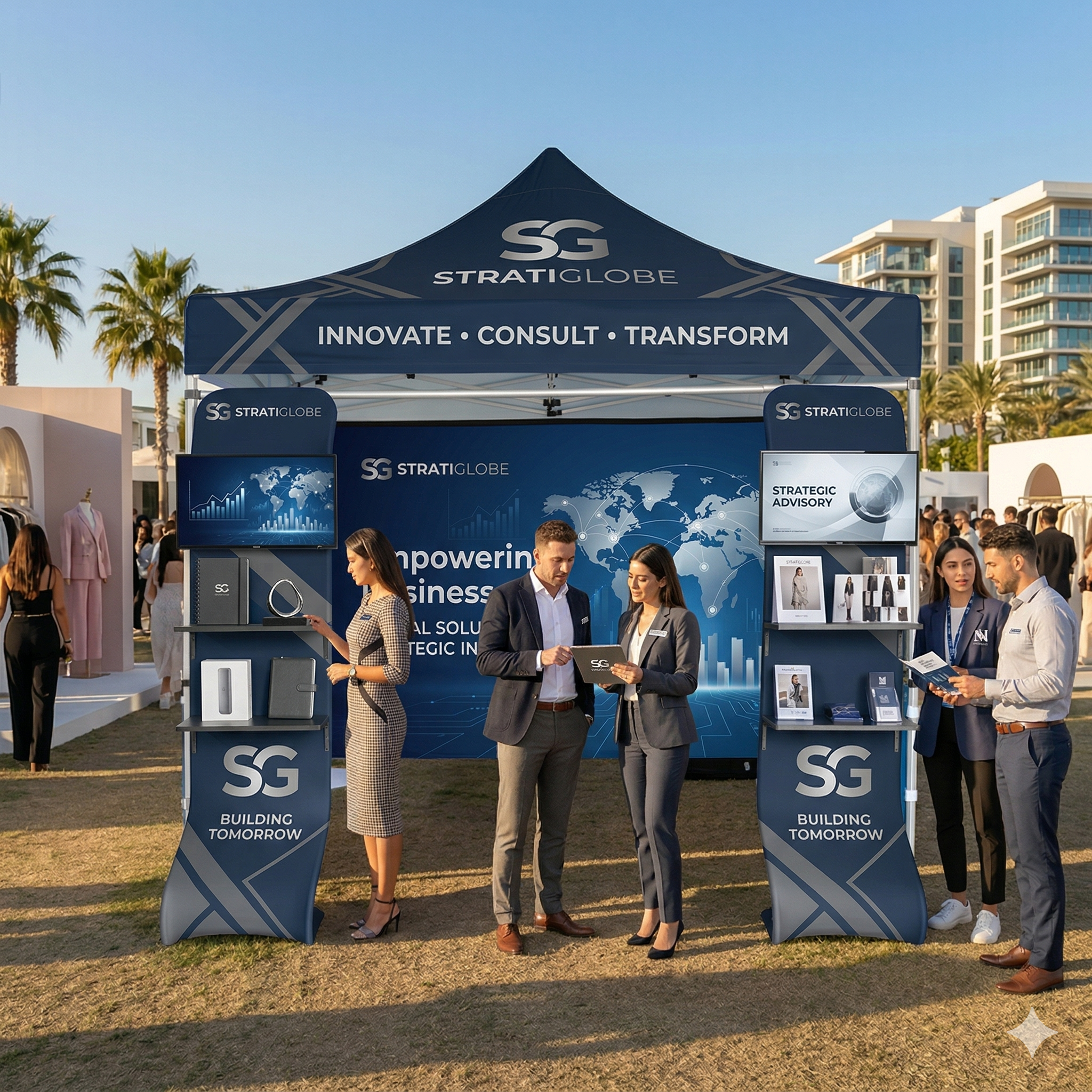 10ft x 10ft Canopy Kit with Waterfall Shelves & TV Mounts