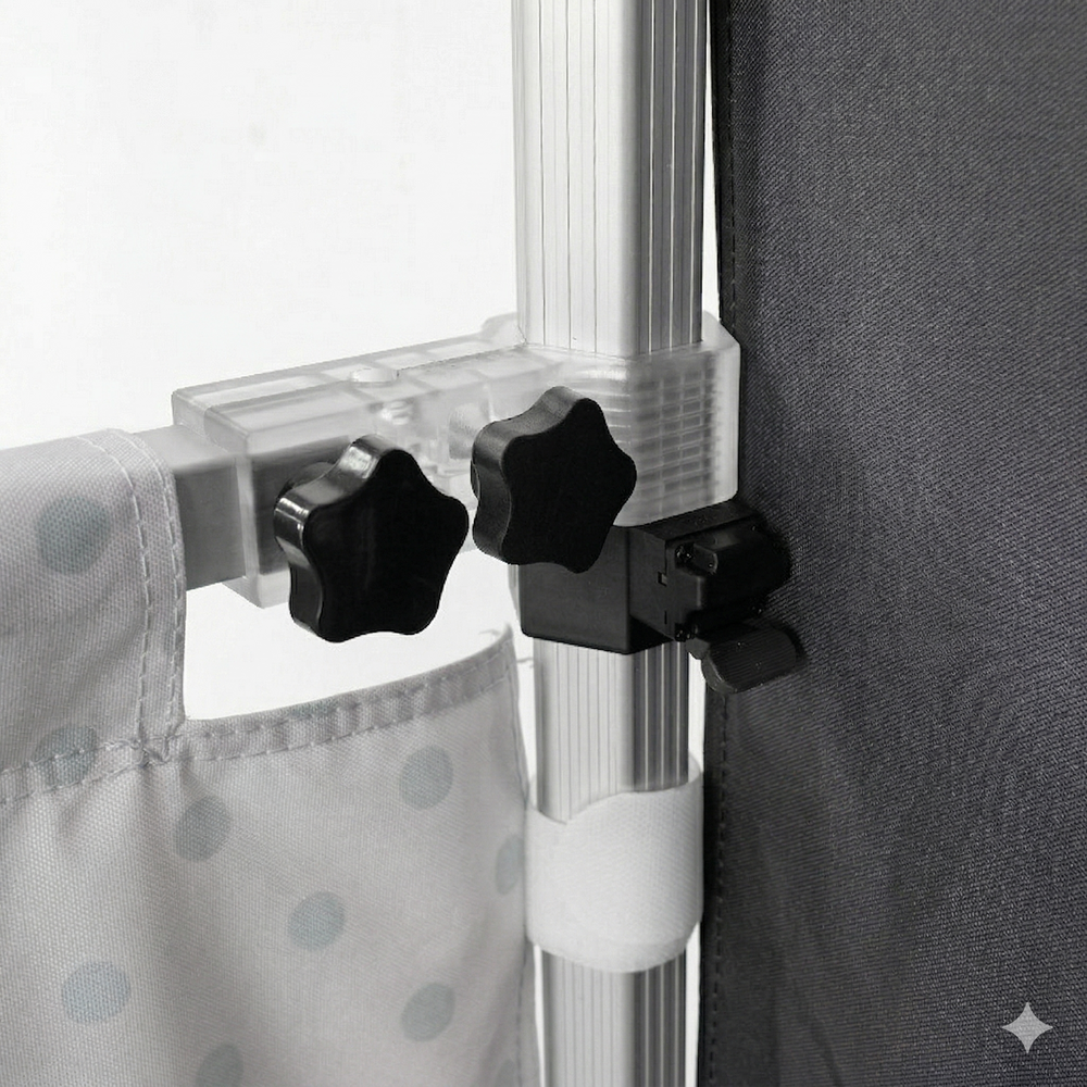 10ft x 10ft Fabric Canopy Kit with Waterfall Shelves & TV Mounts