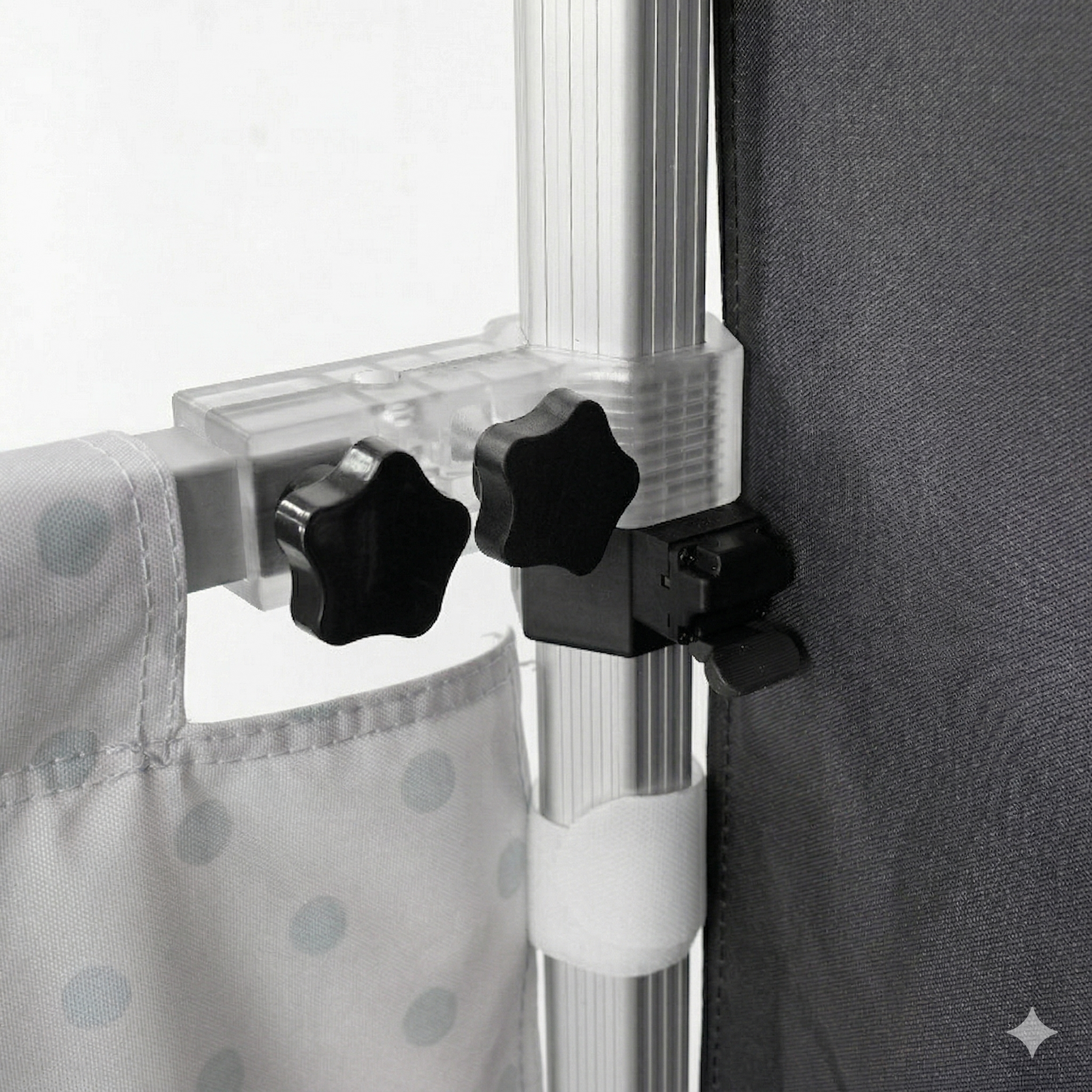 10ft x 10ft Fabric Canopy Kit with Waterfall Shelves & TV Mounts