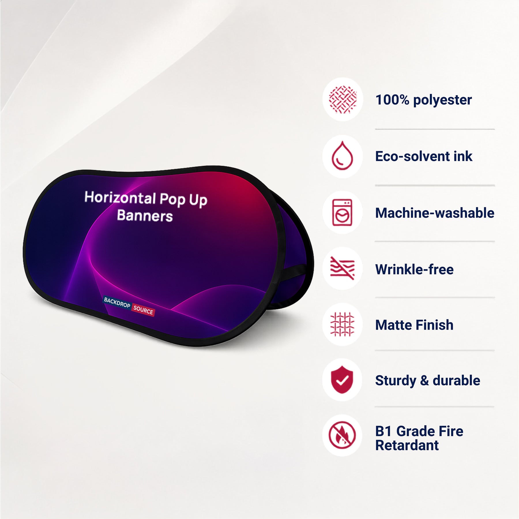 Horizontal Fabric Pop Up Banners (Double Side Printed)