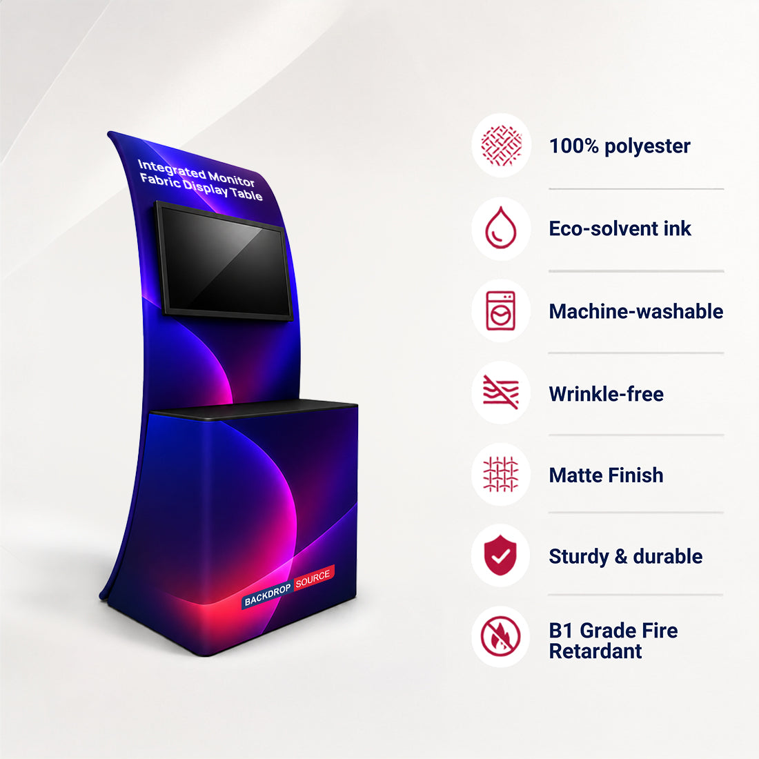 Integrated Monitor Fabric Display Table