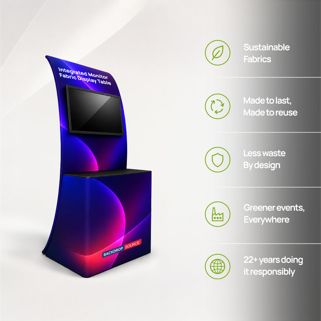 Integrated Monitor Fabric Display Table