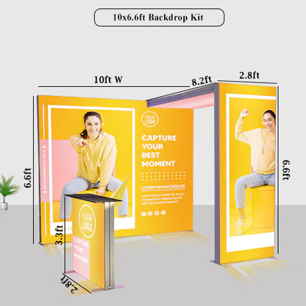 Backlit SEG Booth Kit with L-Arch Backwall & Lightbox Counter