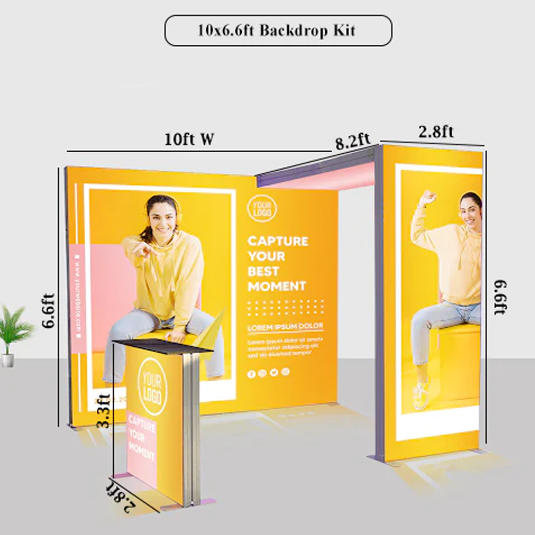 Exhibidor modular de luz SEG de 10 pies para ferias comerciales - Modelo 1
