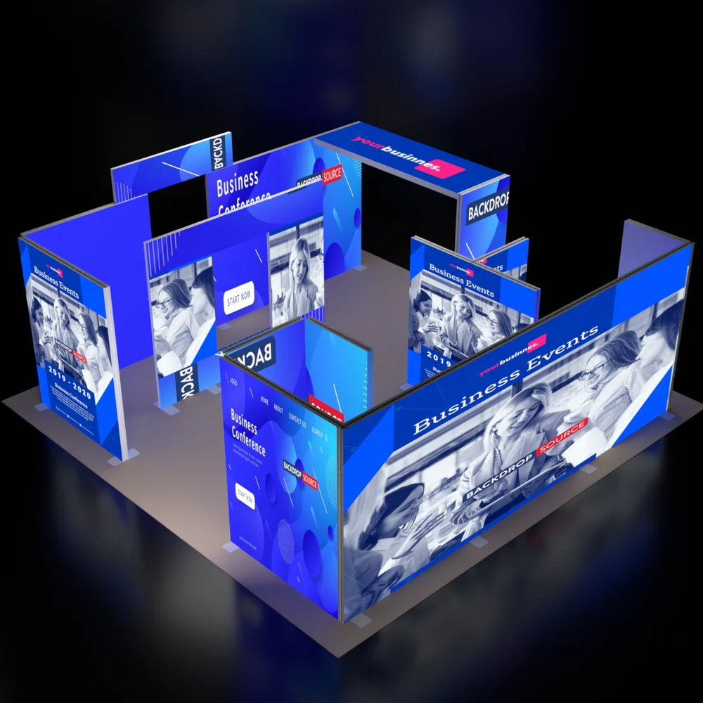 Exhibidor modular de luz SEG de 10 pies para ferias comerciales - Modelo 1