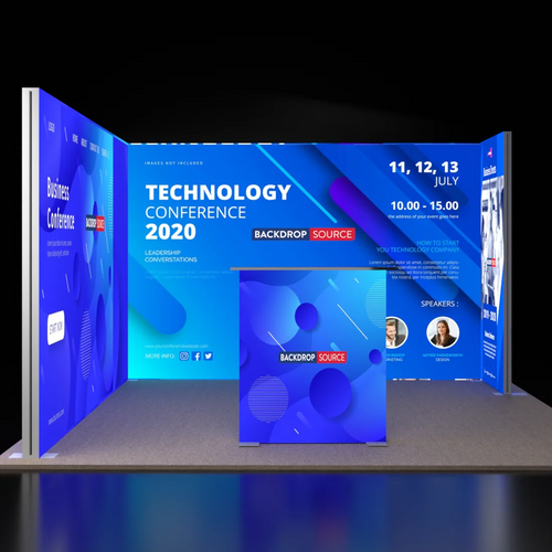10ft Backlit SEG Booth Kit with 2 Sidewalls & Lightbox Counter