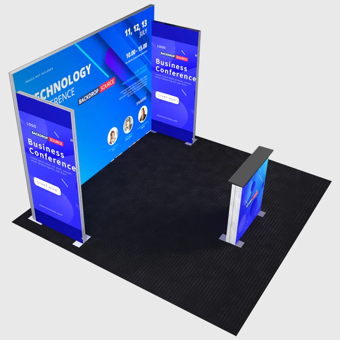 Exhibidor modular de luz SEG de 10 pies para ferias comerciales - Modelo 1