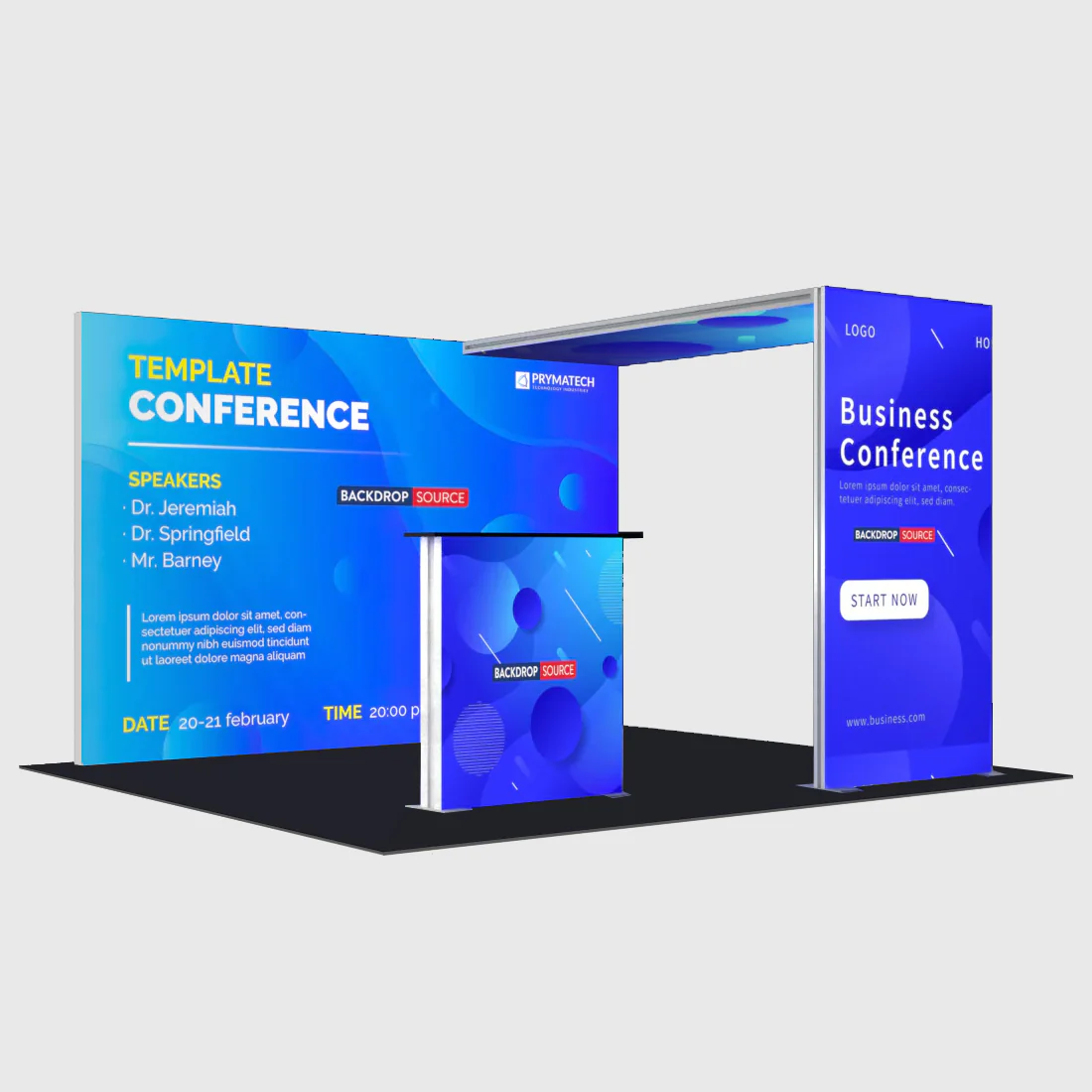 Exhibidor modular de luz SEG de 10 pies para ferias comerciales - Modelo 1