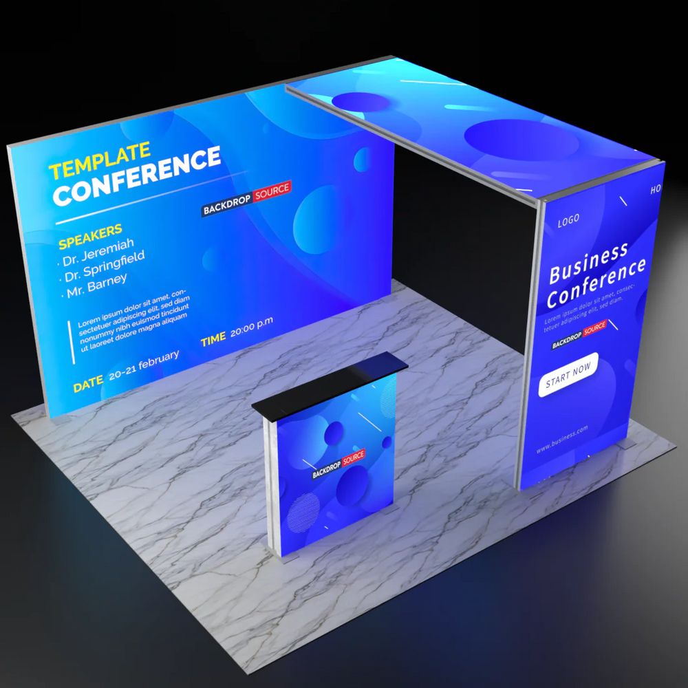 Exhibidor modular de luz SEG de 10 pies para ferias comerciales - Modelo 1
