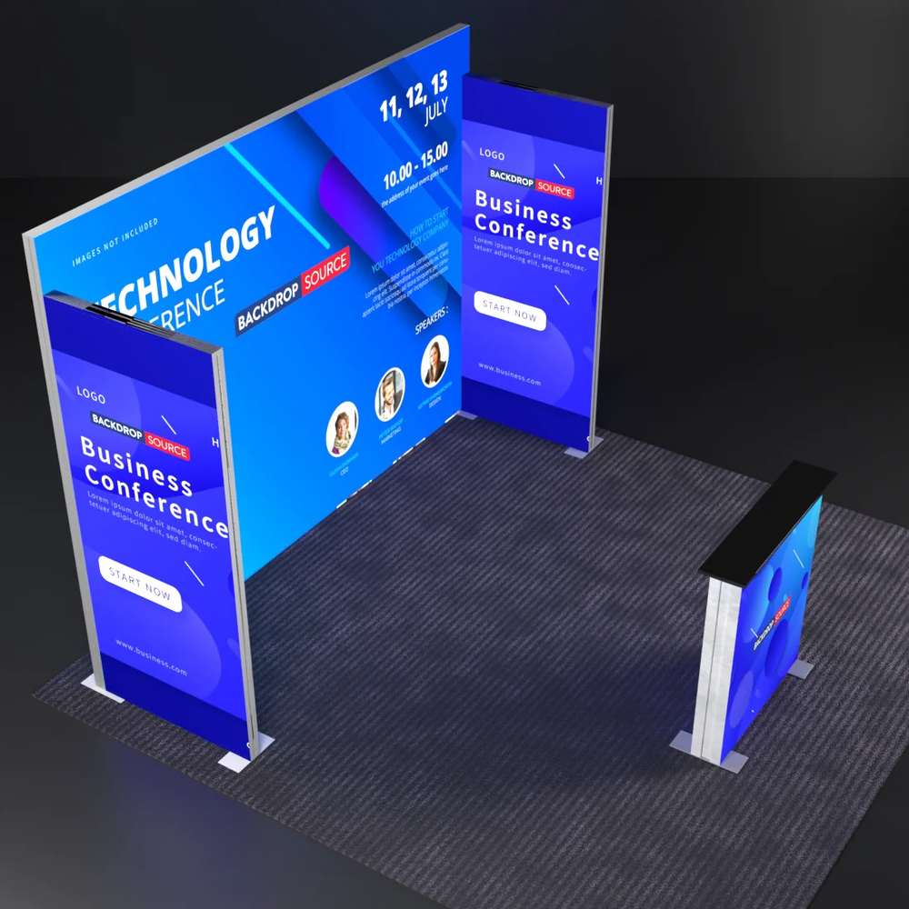 Exhibidor modular de luz SEG de 10 pies para ferias comerciales - Modelo 1