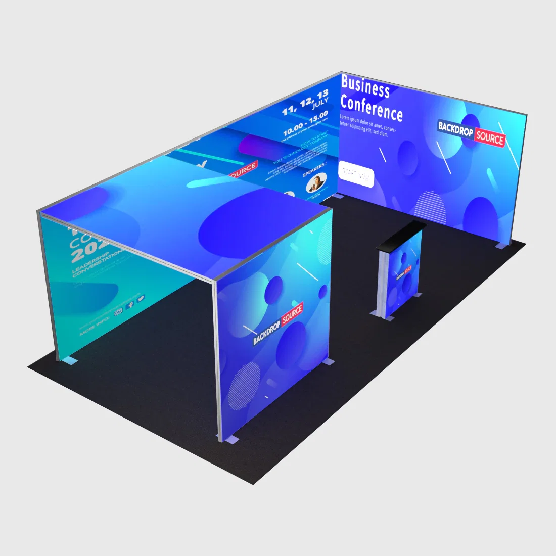 20ft Backlit SEG Booth Kit with L-Arch, Sidewall & Counter