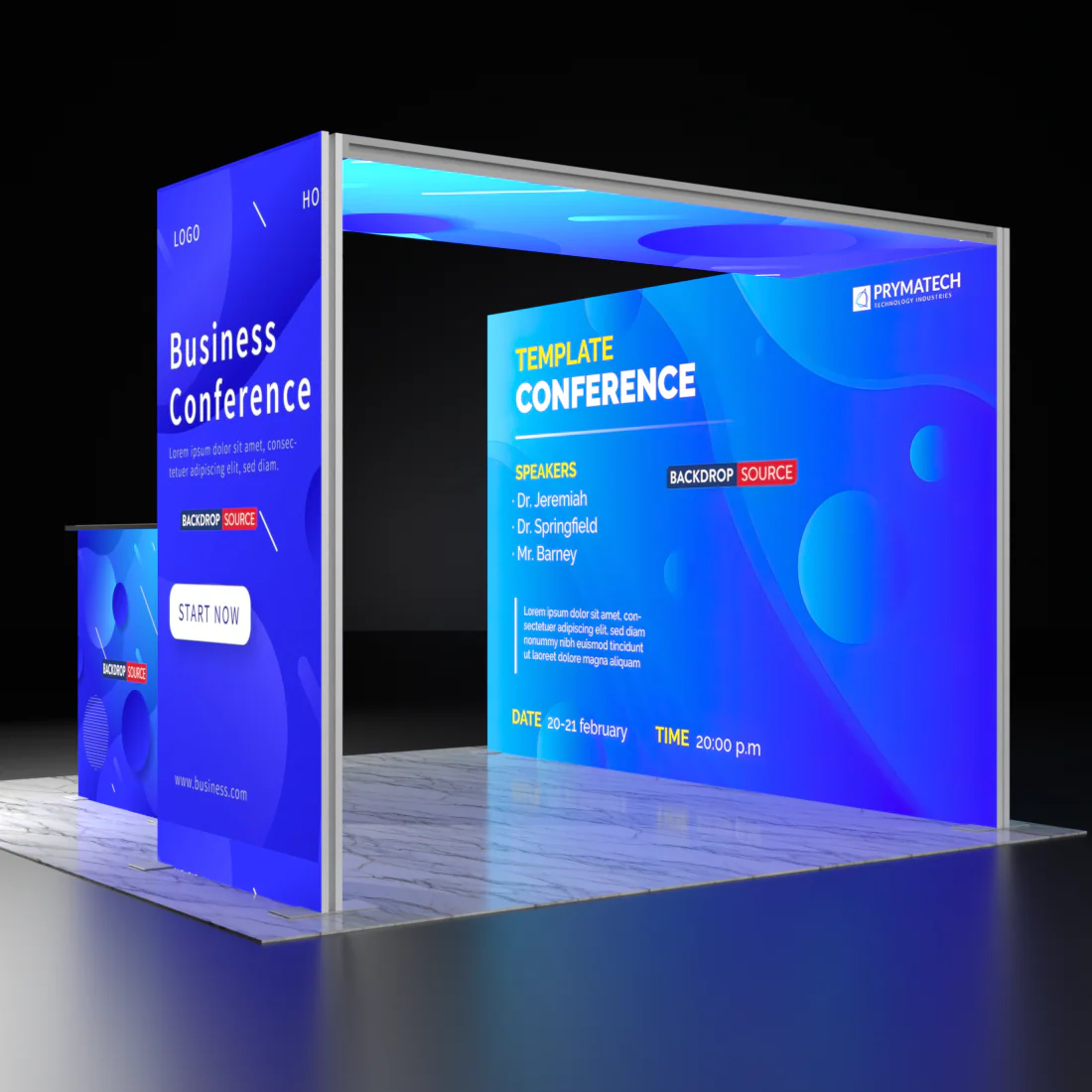 Exhibidor modular de luz SEG de 10 pies para ferias comerciales - Modelo 1