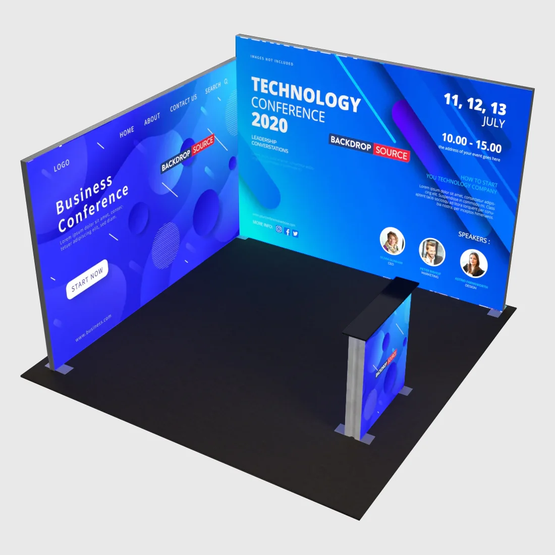 Exhibidor modular de luz SEG de 10 pies para ferias comerciales - Modelo 1